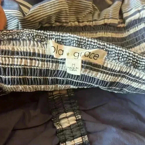 Lola Grace Stripe Swing Dress Navy White lined straps new no tags medium - Picture 8 of 9